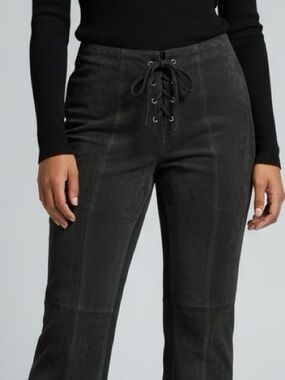 100%Suede Hypo Active Women's Black Lace-Up Wide-Leg Trousers size 20W. Vintage